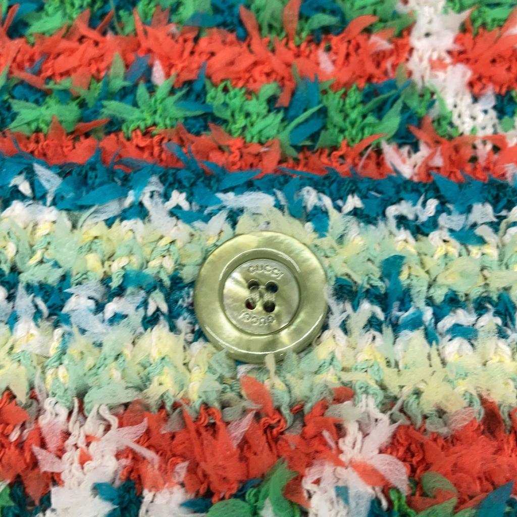 GUCCI 691588 Multicolor Cotton Maxi GG Short Sleeve Knit Cardigan tops XS multicolorUsed