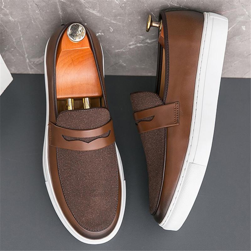 Neue Wildleder Schwarz Braun Slip-on Plateau Schuhe für Herren Marke Designer Bequeme Penny Loafer Männlich Schuhe Mann