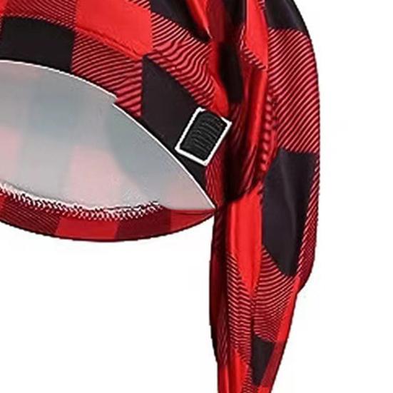 Men's Night Sleeping Cap Adjustable Stocking Cap Buffalo Plaid Santa Hat with Pom Ball Tassel for Winter Christmas Party Dwarf Gnome Costume
