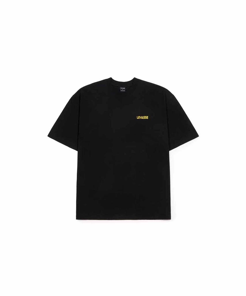 Leubase Old School Overfit Tee – Black (Yellow Logo)