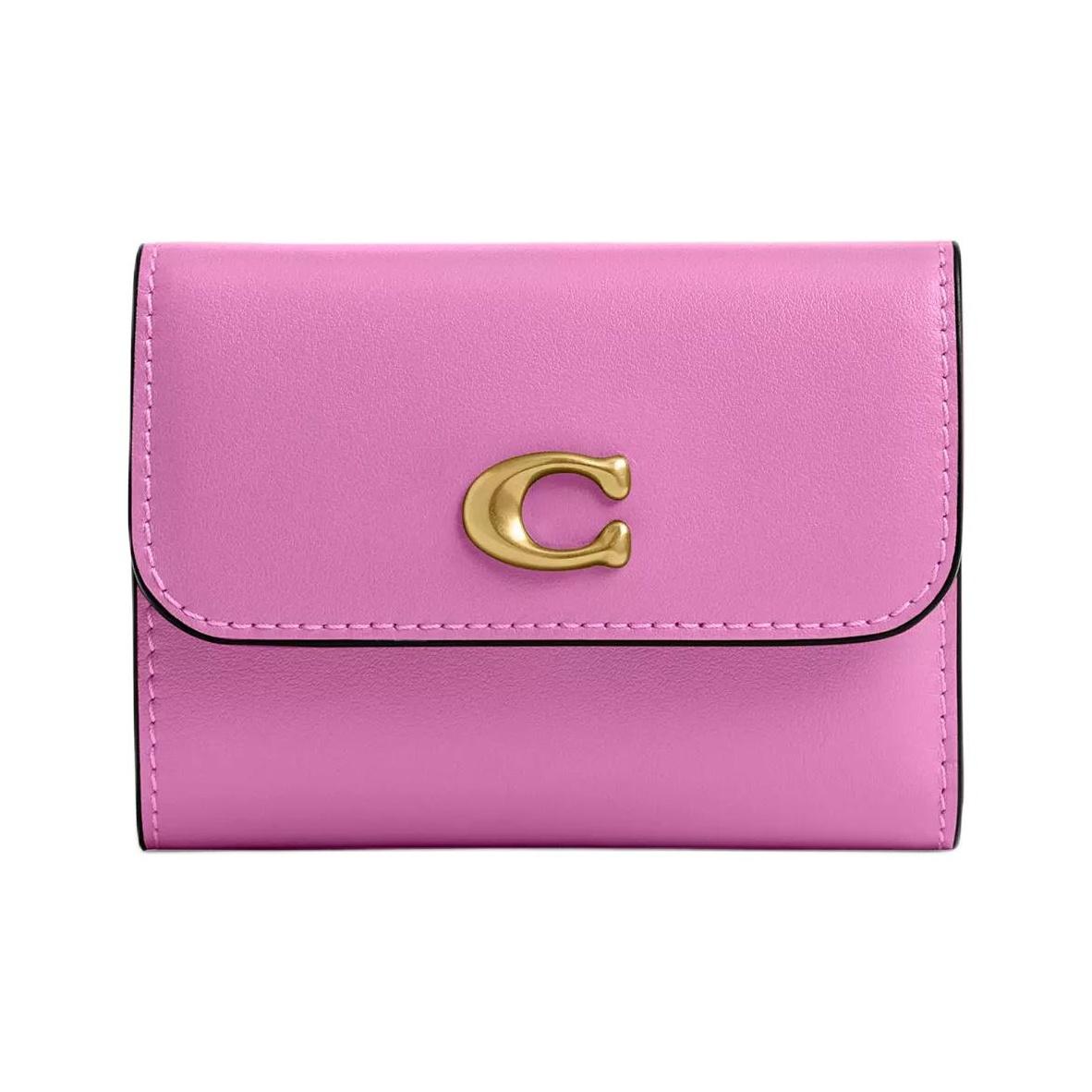 Coach Essential 9 Card Holder Metal Logo Exquisite Calfskin Wallet Women wallet Brass Purple CZ111-B4DB8 Brass Fuchsia 23980₽