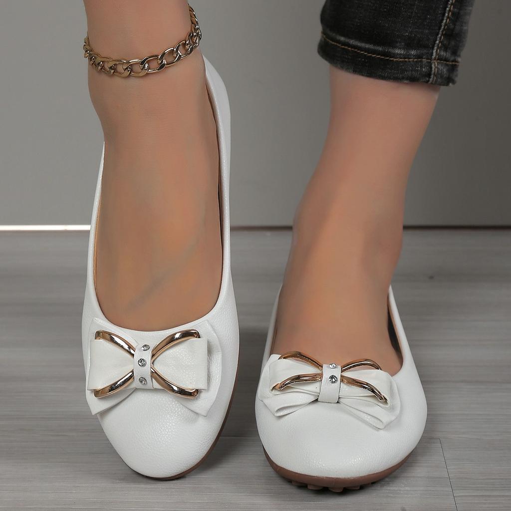 Fashion Comemore Flat Single Shoes Round Toe Shallow Mouth Casual Women's Shoes Spring and Autumn Soft Bottom Middle-aged Work Flats