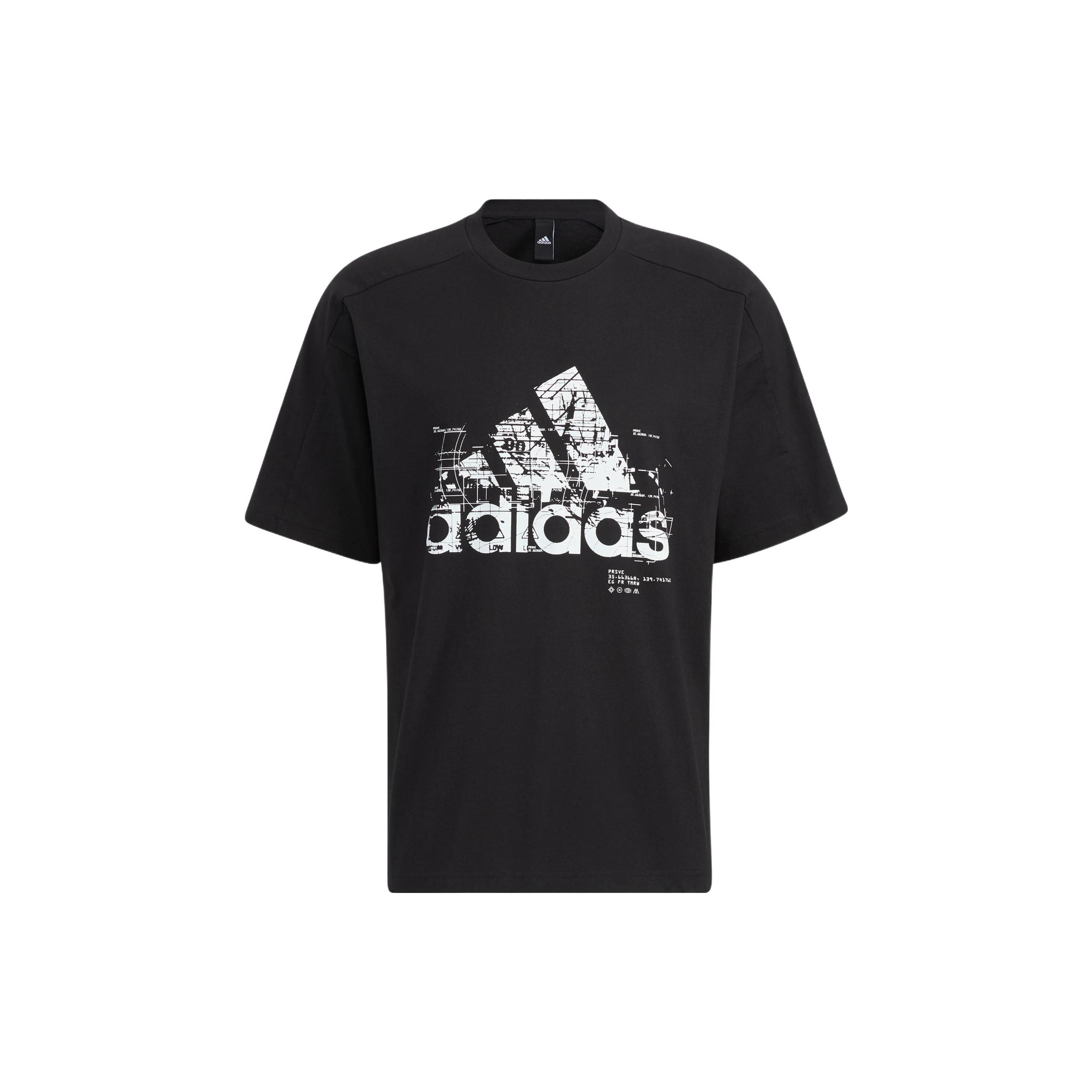 

Мужская футболка с круглым вырезом Adidas с большим логотипом, черные HD0066 XXL
