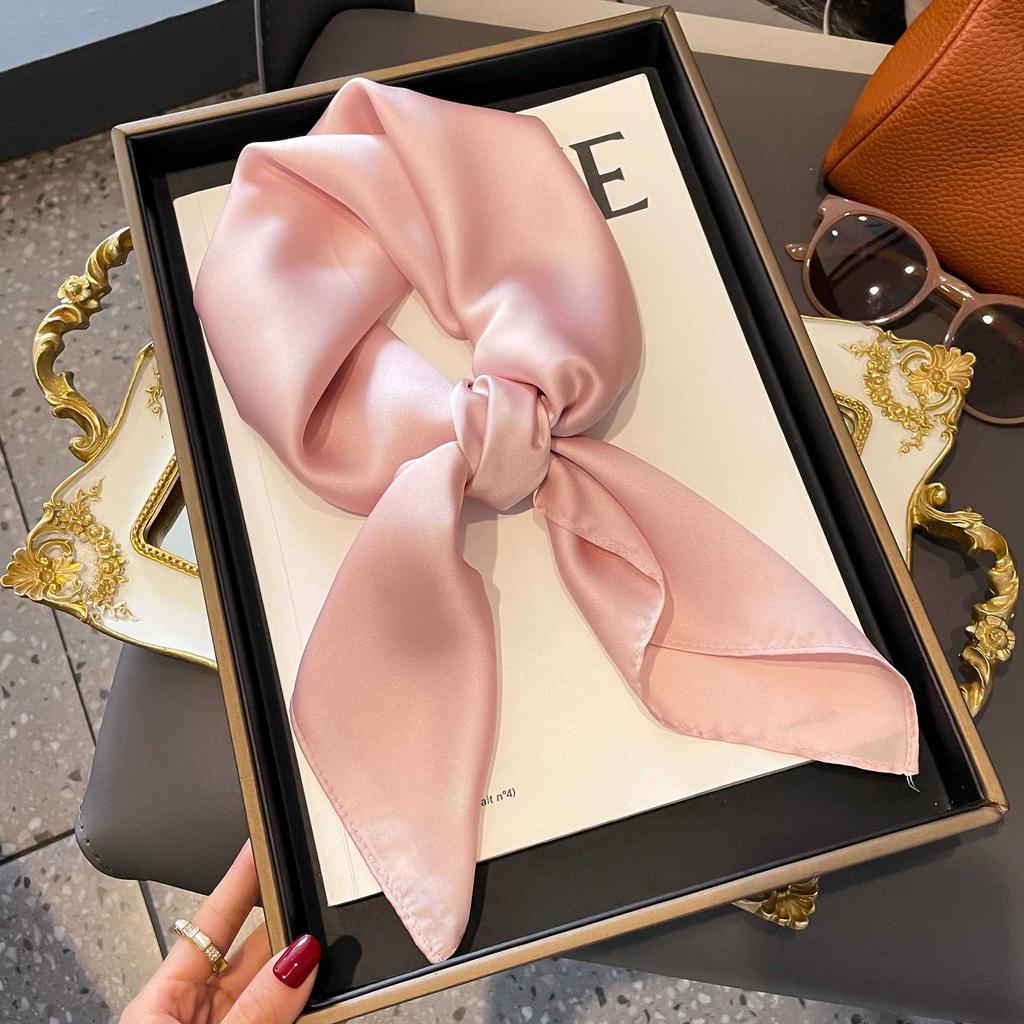 Silk Scarf Women'S Decoration High-End Small Square Scarf Versatile Trend Imitation Silk Scarf Tied Bag Streamer Thin Scarf