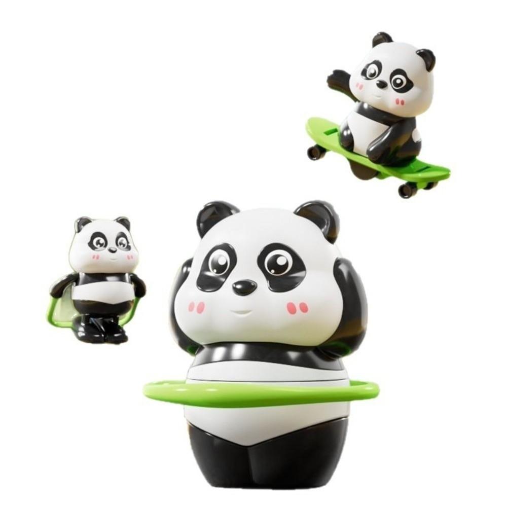 Plastic Funny Panda Toy Skateboarding Action Sports Panda Ornament Novelty Mechanical Toy Children