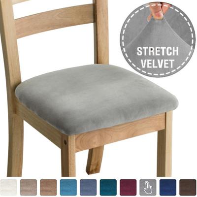 Velvet Spandex Dining Room Chair Seat Covers Removable Washable Elastic Cushion Covers For Upholstered Dining Chair