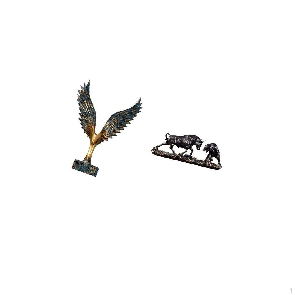 Resin Spreading Wing Cow Cattle Feng Shui Ornament Decorative Modern Artwork Chinese Animal