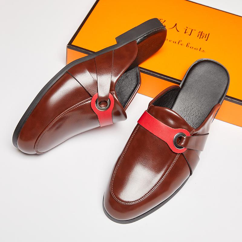 

Модные мужские тапочки Европейско-американский повседневный стиль Удобные деловые брендовые туфли-одношаги Мужские тапочки британского джентльмена 46 коричневый