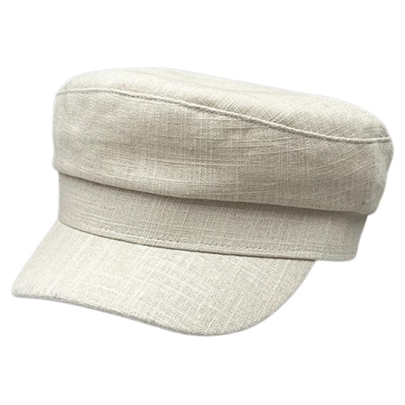 Simple, Light And Breathable Solid Color Linen Flat-Top Hat For Women'S Summer Casual Versatile Men'S And Women'S British High-Quality Sun Hat