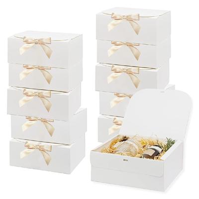 3pcs Large White All-In-One Gift Cardboard Box with Bow Ribbon Perfect for Party Weddings Birthday Holiday Candy Cookie Storage