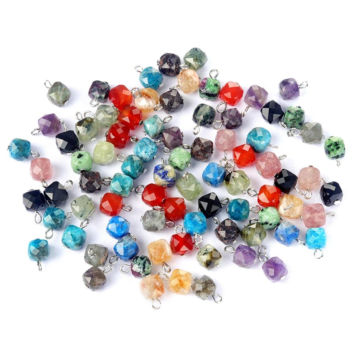 

4 шт. небольшой кулон из натурального камня, квадратный граненый кулон для изготовления ювелирных изделий, браслет, ожерелье, серьги, аксессуар, размер 9 мм 9mm