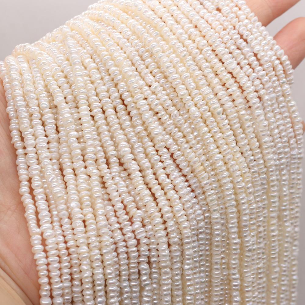 1String, Potato Shape Pearls, 3-3.5mm, White Natural Freshwater Pearl Beads for Jewelry Making DIY Supplies, Women's Craft Gifts 36cm