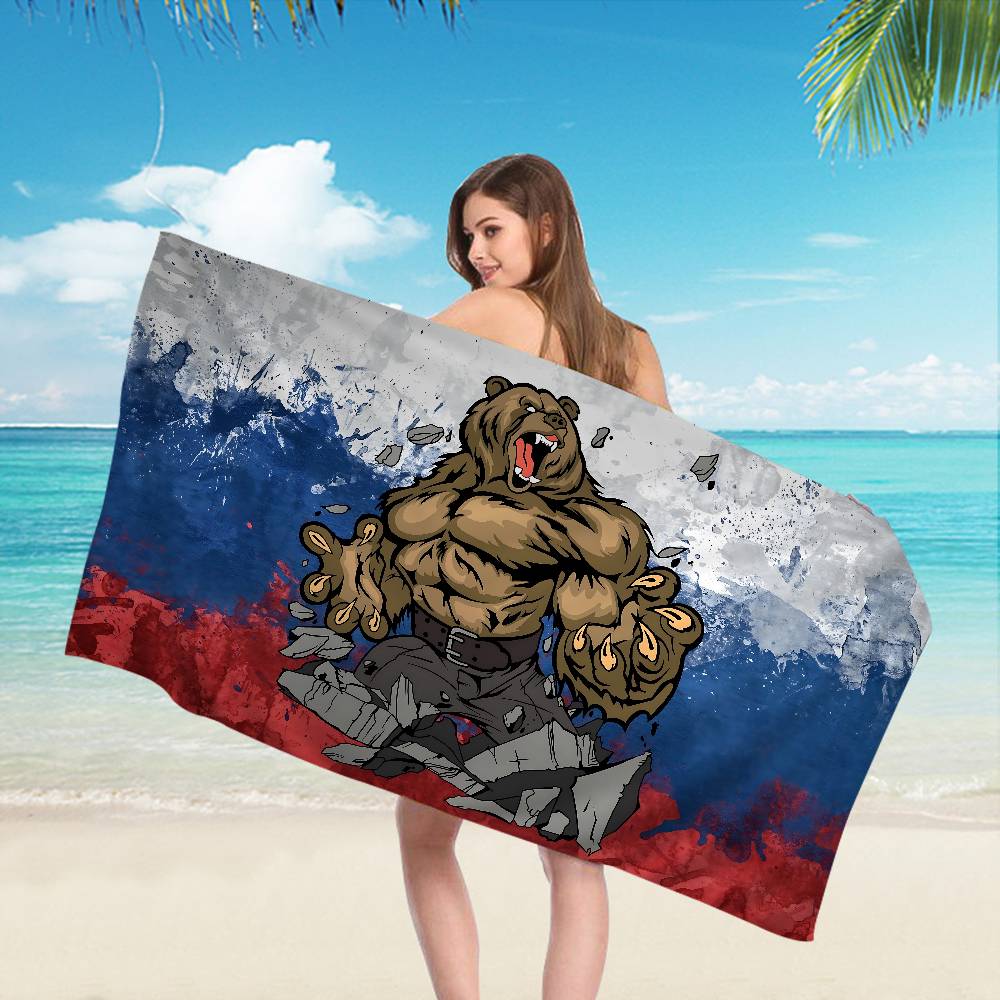 Russische Flagge Badetuch Mikrofaser Weich Wasserabsorbierend Atmungsaktiv Für Mädchen Kinder Dekoratives Cartoon Strandtuch