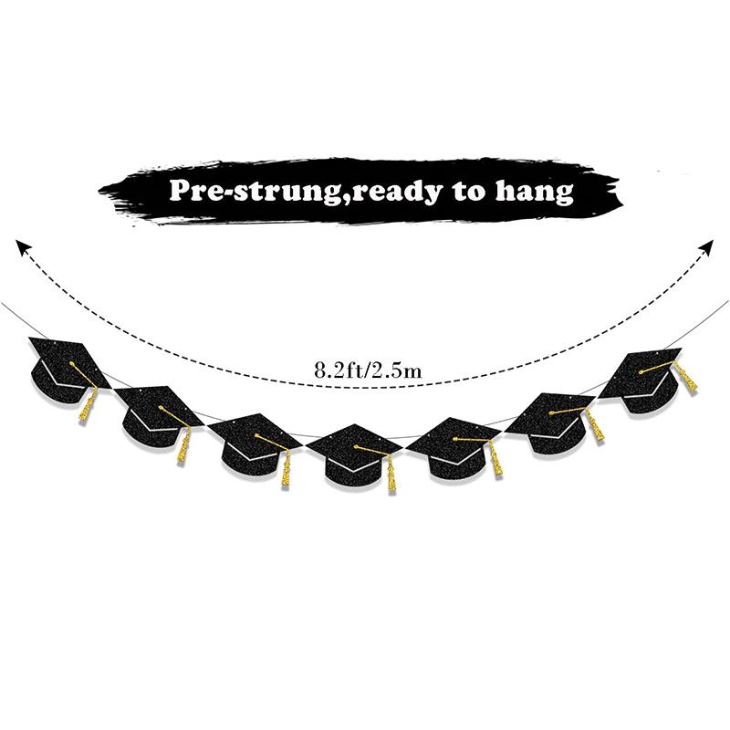 Graduation Grad Caps Banner Graduation Decorations Class Party Supply
