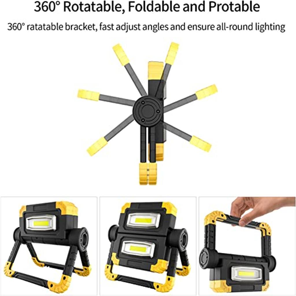Led Work Light Portable Rechargeable 360 Degree Rotating Battery Powered Flood Lamps For Camping Car Repairing