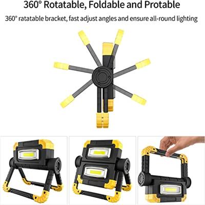 Led Work Light Portable Rechargeable 360 Degree Rotating Battery Powered Flood Lamps For Camping Car Repairing