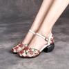 Women Shoes Summer Sandals Genuine Leather 2024 New Fashion Buckle Strap Print Retro Handmade Concise Leisure Ladies Sandals Casual Shoes