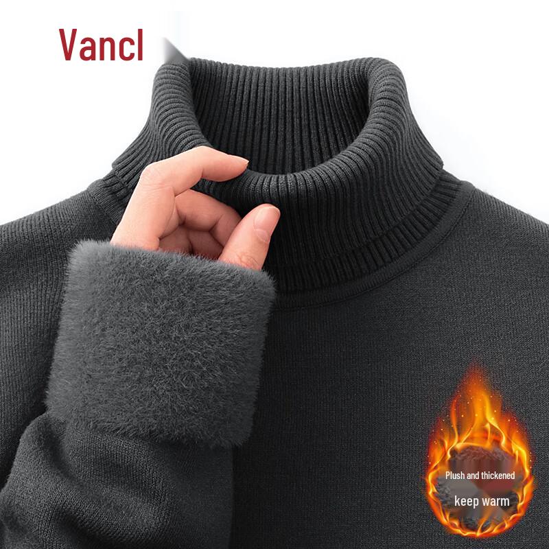VANCL Men's Warm Fleece-Lined Turtleneck Sweater