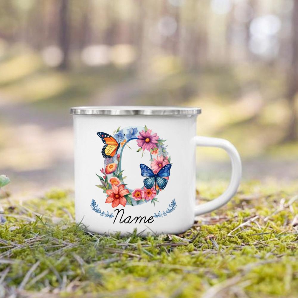 Personalisierte Tasse Floraler Initialen Name Tasse Individuelle Kaffee Heißschokolade Tassen Hochzeit Geburtstag Muttertag Weihnachten Geschenke für Sie