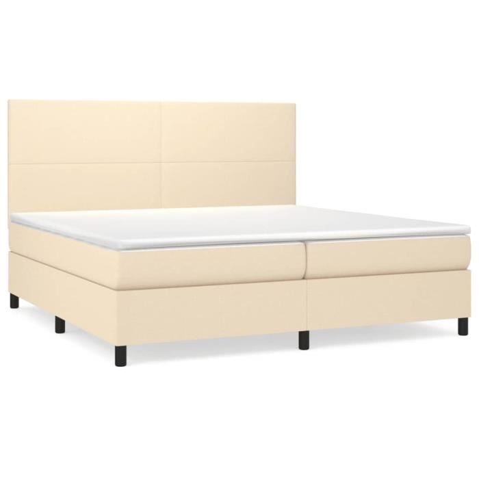 3141646 vidaXL Lit à sommier tapissier avec matelas Crème 200x200 cm Tissu