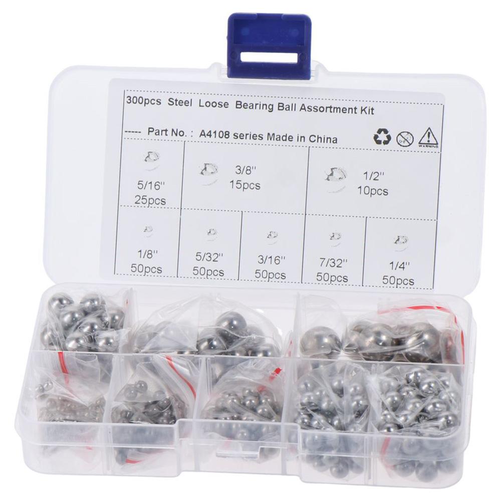 300pcs 5/16",3/8",1/2",1/8", 5/32",3/16" 7/32" Bearing Ball Assortment Kit  Auto Parts
