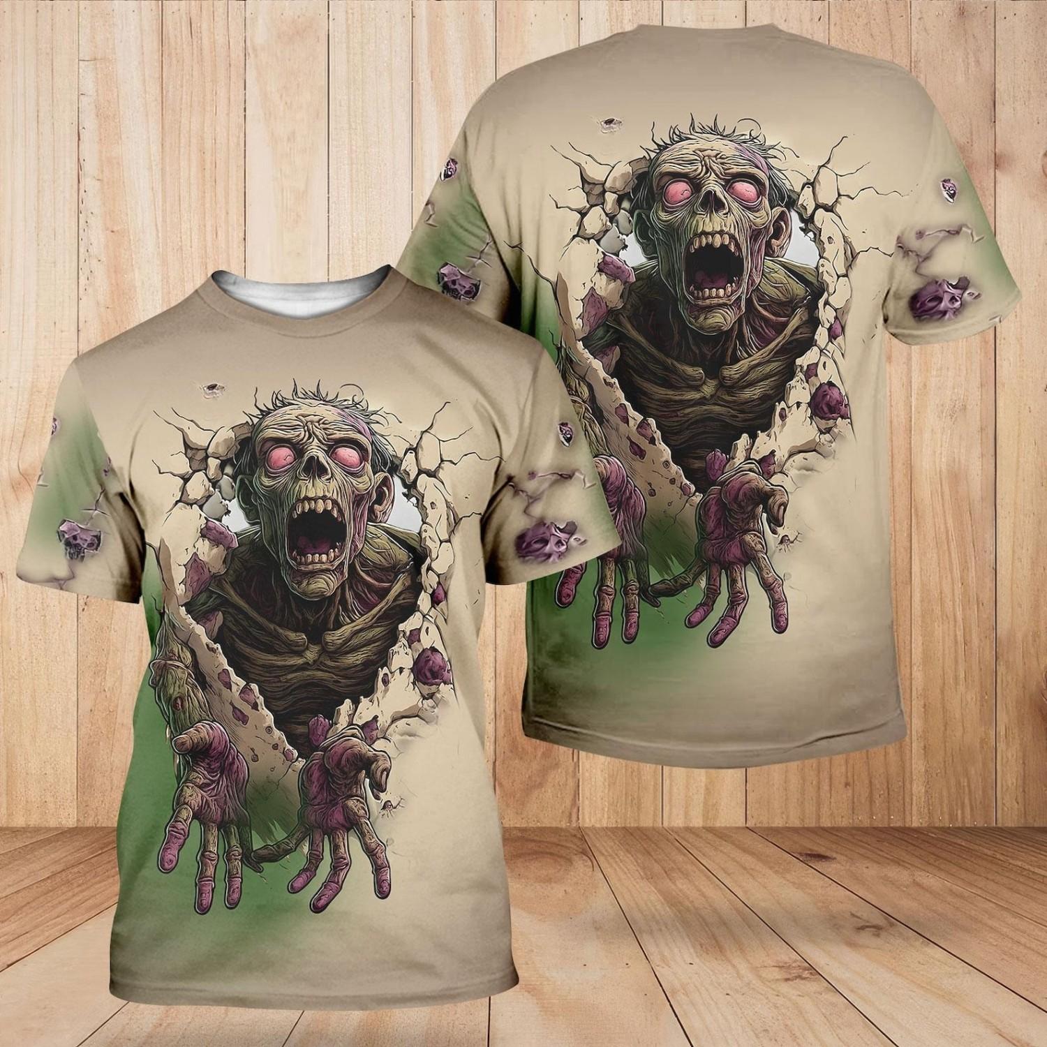 Halloween Zombie T-Shirt 3D Horror Graphic tee XXL