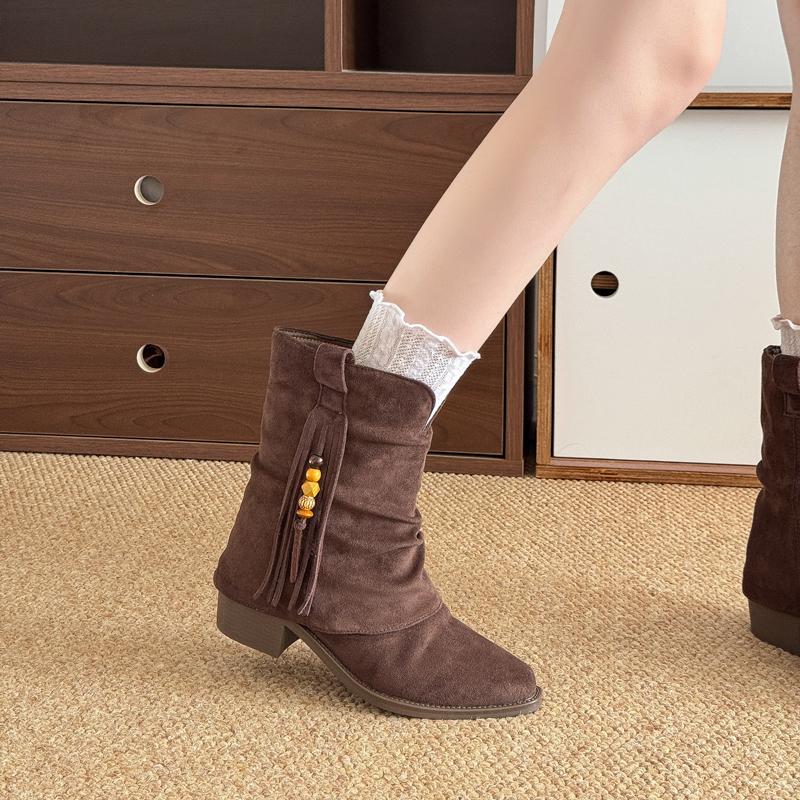 Fashion Women Boots European and American Fashion Buckle Pleated Short Boots Autumn and Winter New Flat Boots Women Shoes