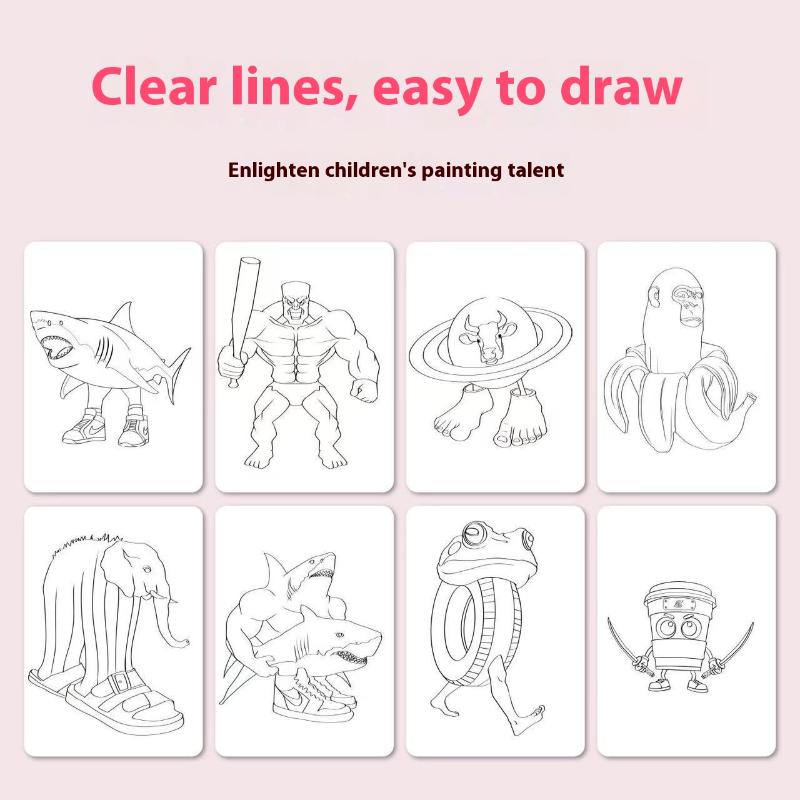 10Pcs Anime Game Tung Tung Tung Sahur Coloring Drawings Stationery Italian Brainrot Coloring Books Funny Tralalelo Stick Figures