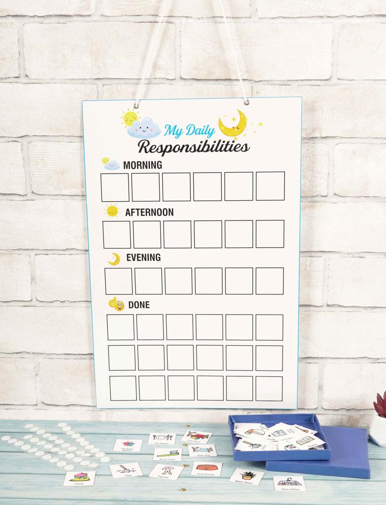 Inkdotpot Kids Daily Responsibility Checklist, Hanging Chore Chart- Children  S Job Poster- Morning Evening Daily Routine- Daily Task