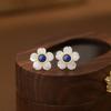 Flower s925 sterling silver stud earrings natural lapis lazuli new design sense small fresh sweet accessories women