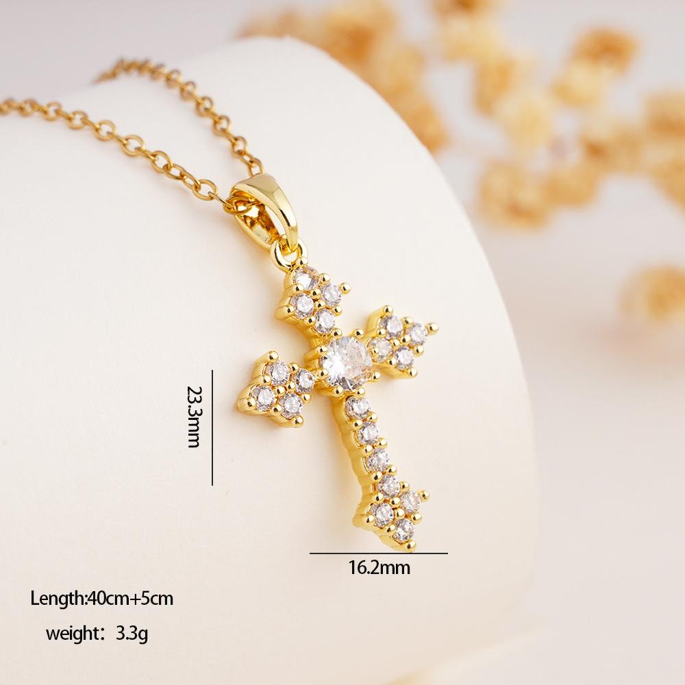 

Hip Hop Fashion Shiny Zircon Cross Pendant Necklace for Women Men Stainless Steel Chain Trendy Jewelry Accessories Gifts