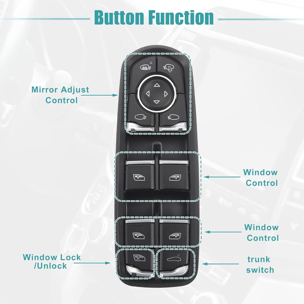 ACROPIX Front Left Driver Side Master Power Window Switch Fit for Porsche Cayenne (92A) 2014-2021 No.7PP959858AE - Pack of 1 Black