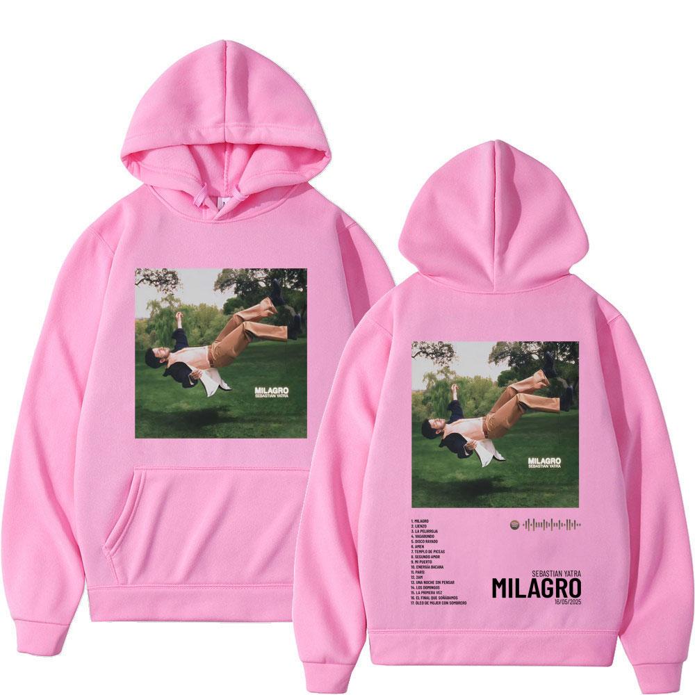 Singer SEBASTIAN YATRA Milagro 2025 Graphics Hoodie Men Women High Quality Pullover Long-sleeved Casual Fashion Sweatshirts Top