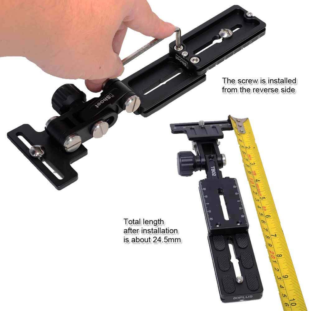 IShoot 80mm Schnellwechselplatte mit Metallgriff für große Kamera Kompatibel mit Nikon und D6 Canon EOS und 1DX und Passend für Stativ-Kugelkopfklemmen