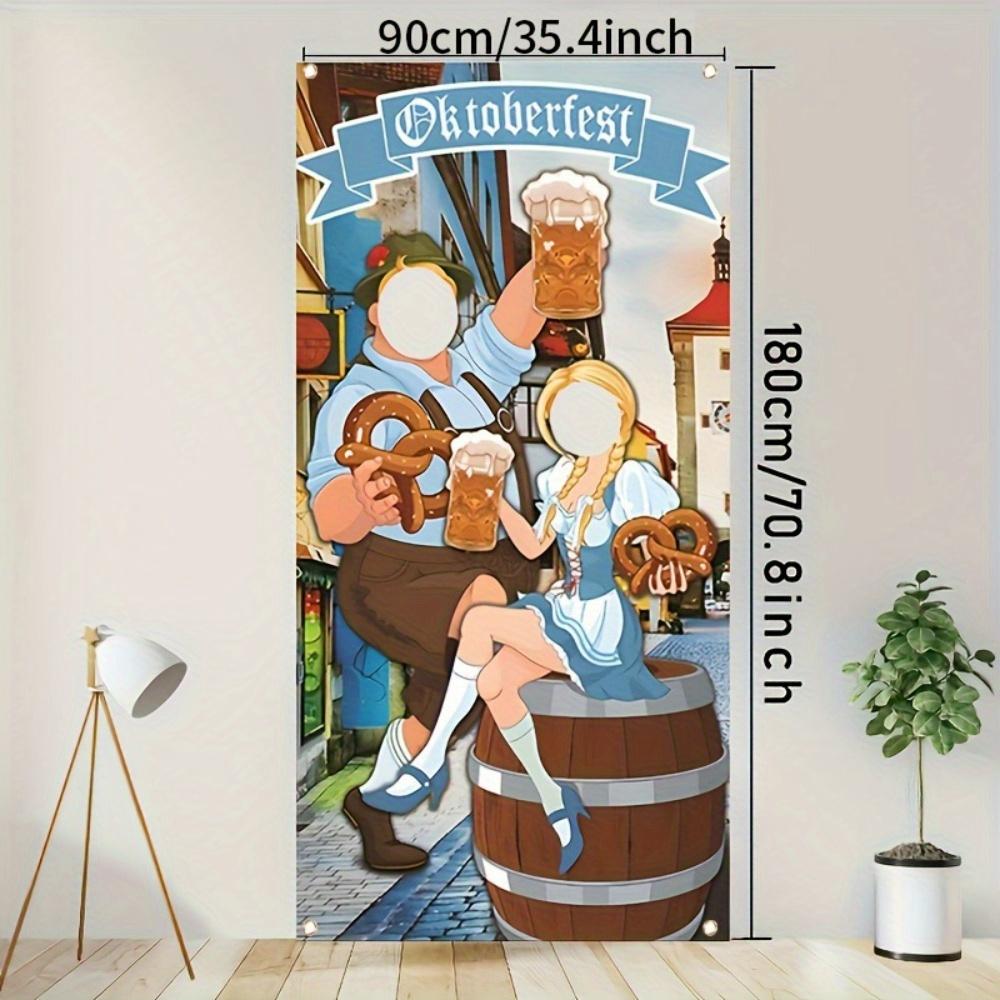 

1pcsGermany Oktoberfest Celebration Party Banner - Traditional German Festival Scene with Beer Cup and Pretzel Design 180x90cm