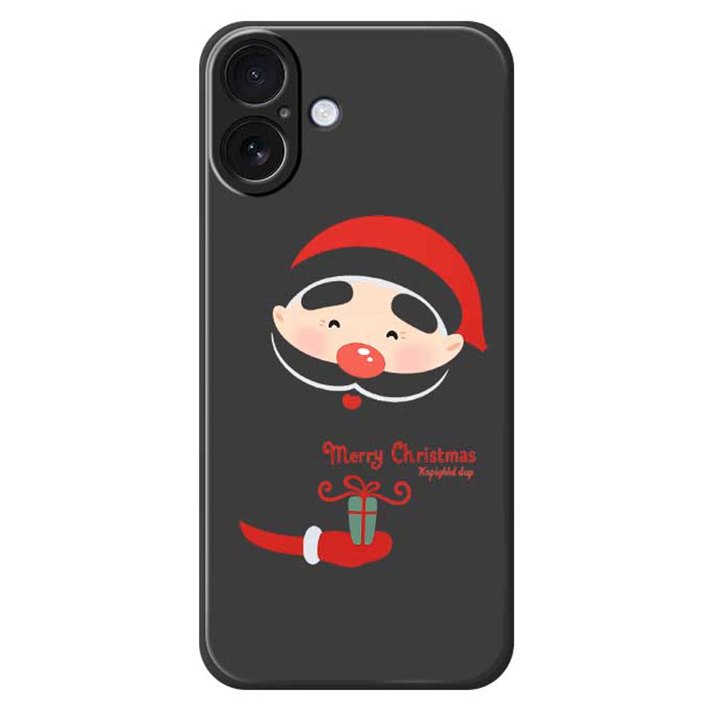 

For iPhone 17 Case Santa Claus Gift Pattern Printing Straight Edge TPU Phone Back Cover Black