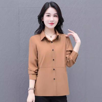 2024 Autumn Loose Chiffon Long Sleeve Shirt for Middle-aged Women