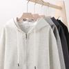 Spring and Autumn Cardigan Sweater Men's Hooded Zipper Sports Heavy Gray Jacket Men