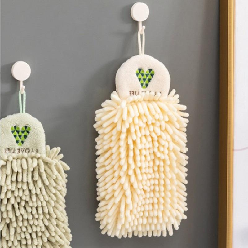 Cute Chenille Soft Hand Towels Home Super Absorbent Eco-Friendly Wipe Cloth with Hanging Loops for Kitchen Bathroom