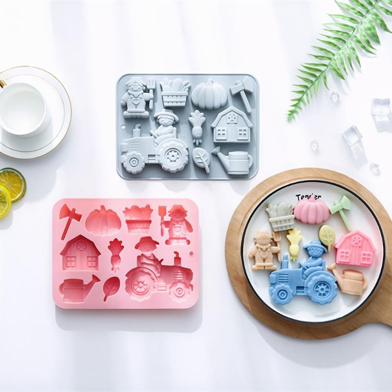 Reusable Food Grade Silicone Baking Molds 9 Farm Animal Vegetable Designs Mould For Cakes Candies Crafts
