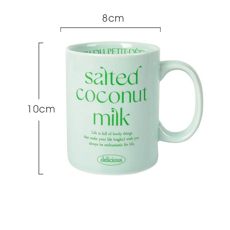 

Ceramic Mugs Cups for Milk Yogurt Cereal Coffee Creative Letters Cups Ins Aesthetic Home Kitchen Decoration Pink Mugs Cups 301-400ml зелений