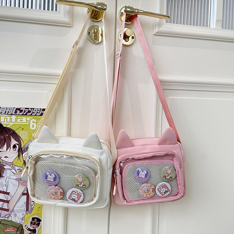 Ins Style Fashionable Transparent Rabbit Ear Pain Bag Fresh and Sweet Student Messenger Bag Cute Versatile Mobile Phone Bag