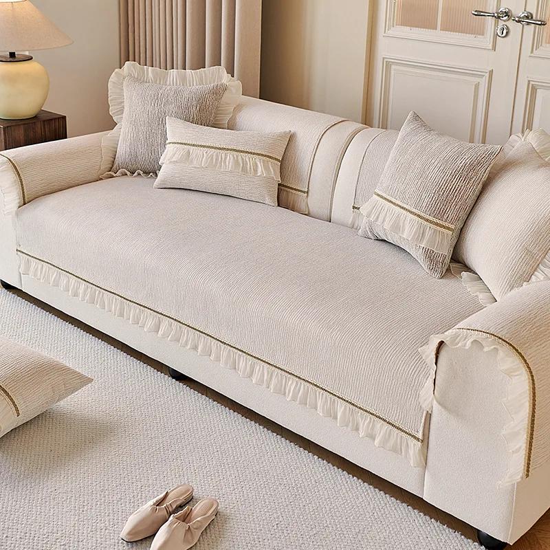 Nordic Wind Snow Neil Sofa Cushion Four Season Universal Dustproof And Anti Slip Cat Claw Sofa Cover Cloth Towel For Living Room