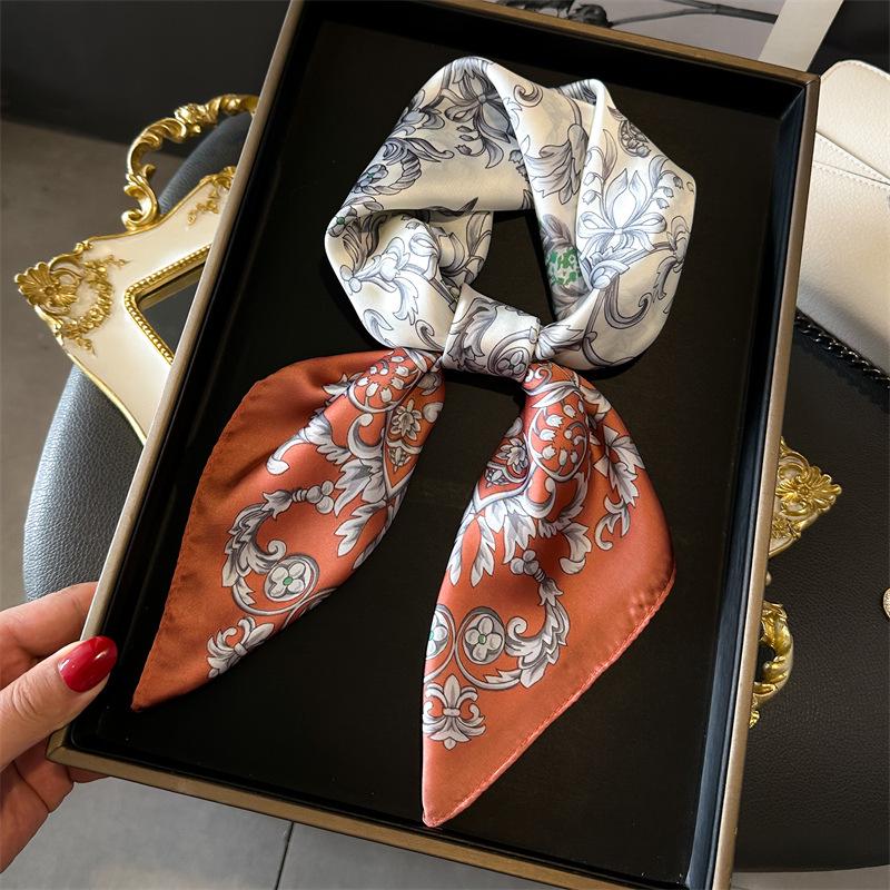 Women's 70cm Leopard Print Silk Scarf - Versatile Square Scarf for Professional and Casual Wear