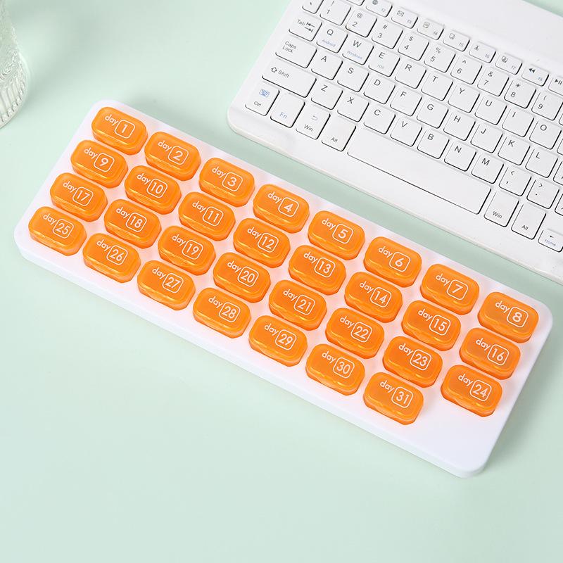 Portable 31-Grid Monthly Pill Box: Moisture-Proof, Transparent, Independent Storage Box for Easy Dispensing