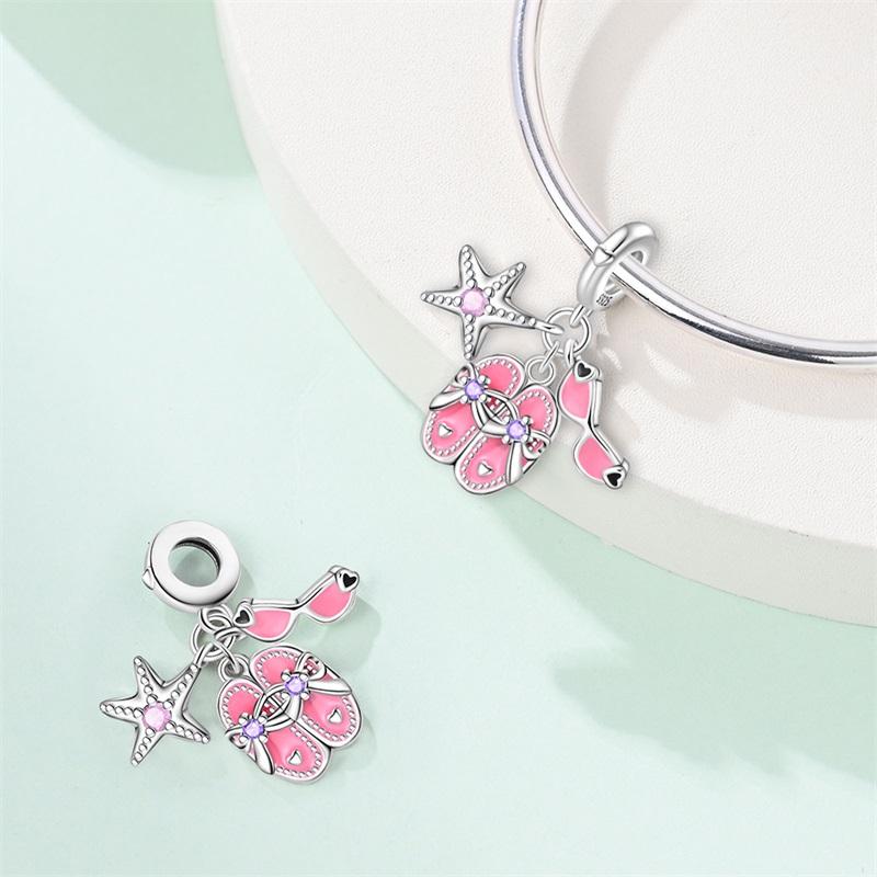 New Summer Day Copper Seaside Sailboat Coconut Tree Sunglasses Camera Charms Beads Fit Diy Copper Bracelets Jewelry