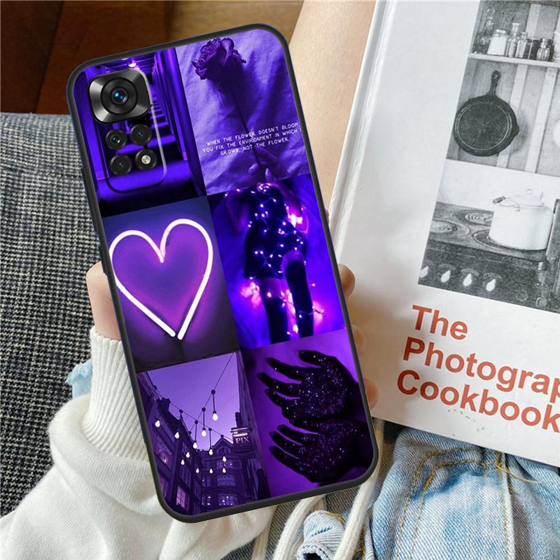 Purple Aesthetic Case For Xiaomi Redmi Note 12 10 9 11 Pro 9S 10S 11S 12S Cover For Redmi 12 9C 10C 12C 13C