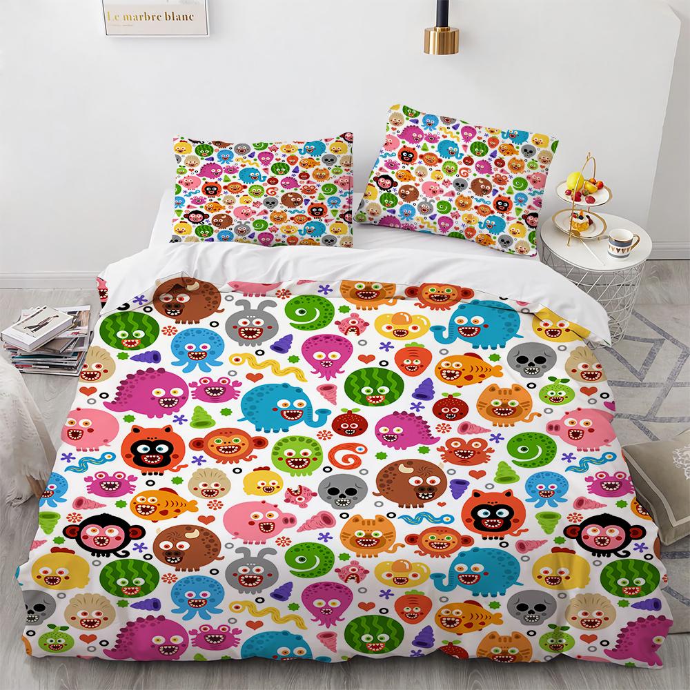 Mikroorganismus Bakterie Povlak na přikrývku Ložní souprava Na zimu Malé monstrum Patogen Být divoký s barvami Sada povlaku na přikrývku 3D