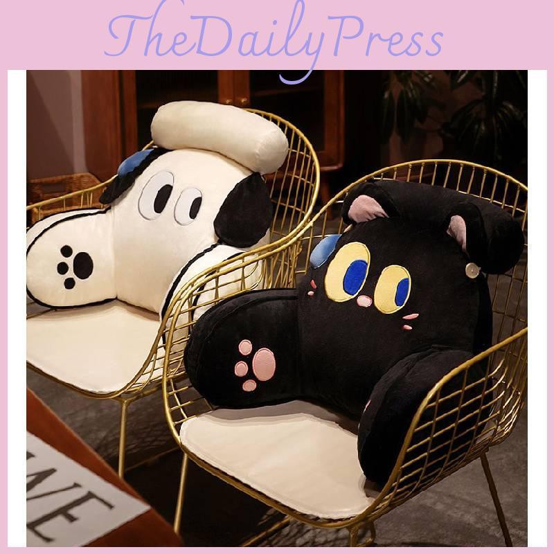 Adorable Plush Cartoon Dog Cat Back Pillows For Cozy Student Dorm Rooms