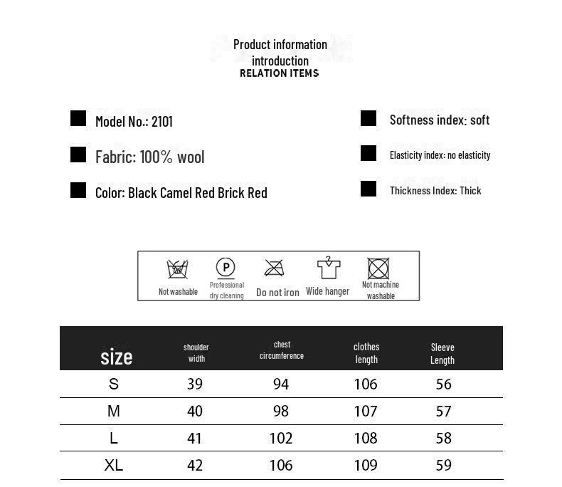 Damen 2024 Slim Fit Hepburn Stil Doppelseitiger Kaschmirwollmantel